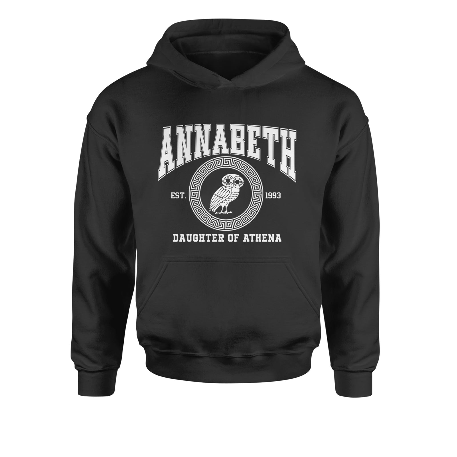 Annabeth Daughter of Athena Owl Wisdom Youth-Sized Hoodie Black