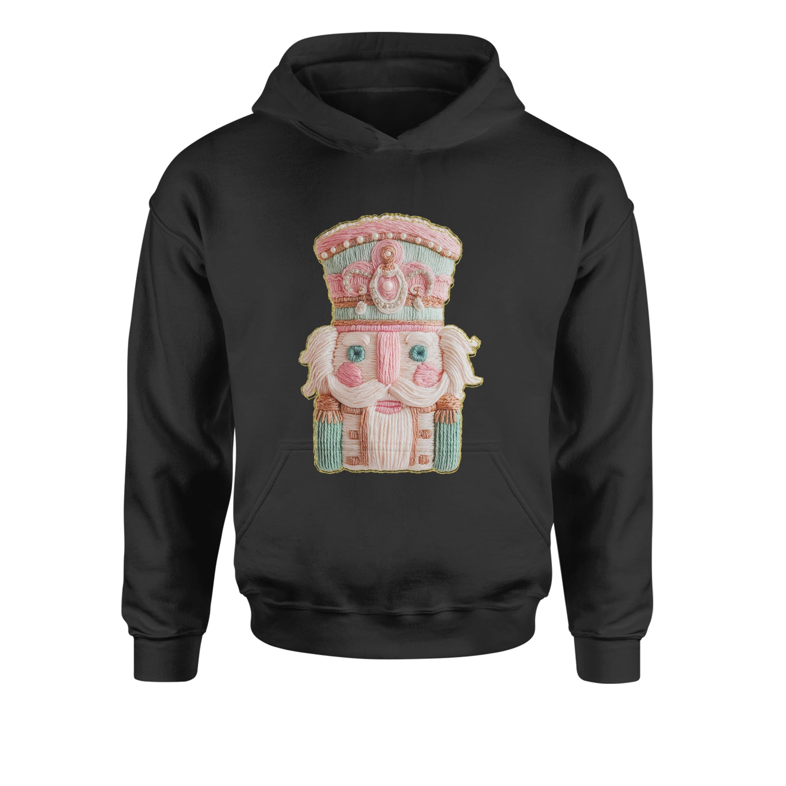 Vintage Nutcracker Embroidery Art Soft Cottagecore Youth-Sized Hoodie Tie-Dye Jelly Bean