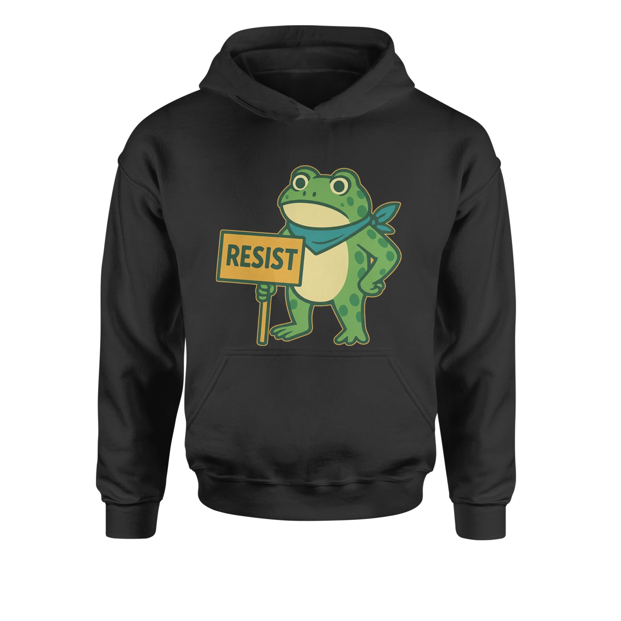 Sign Resist Meme Frog Protest Youth-Sized Hoodie Black