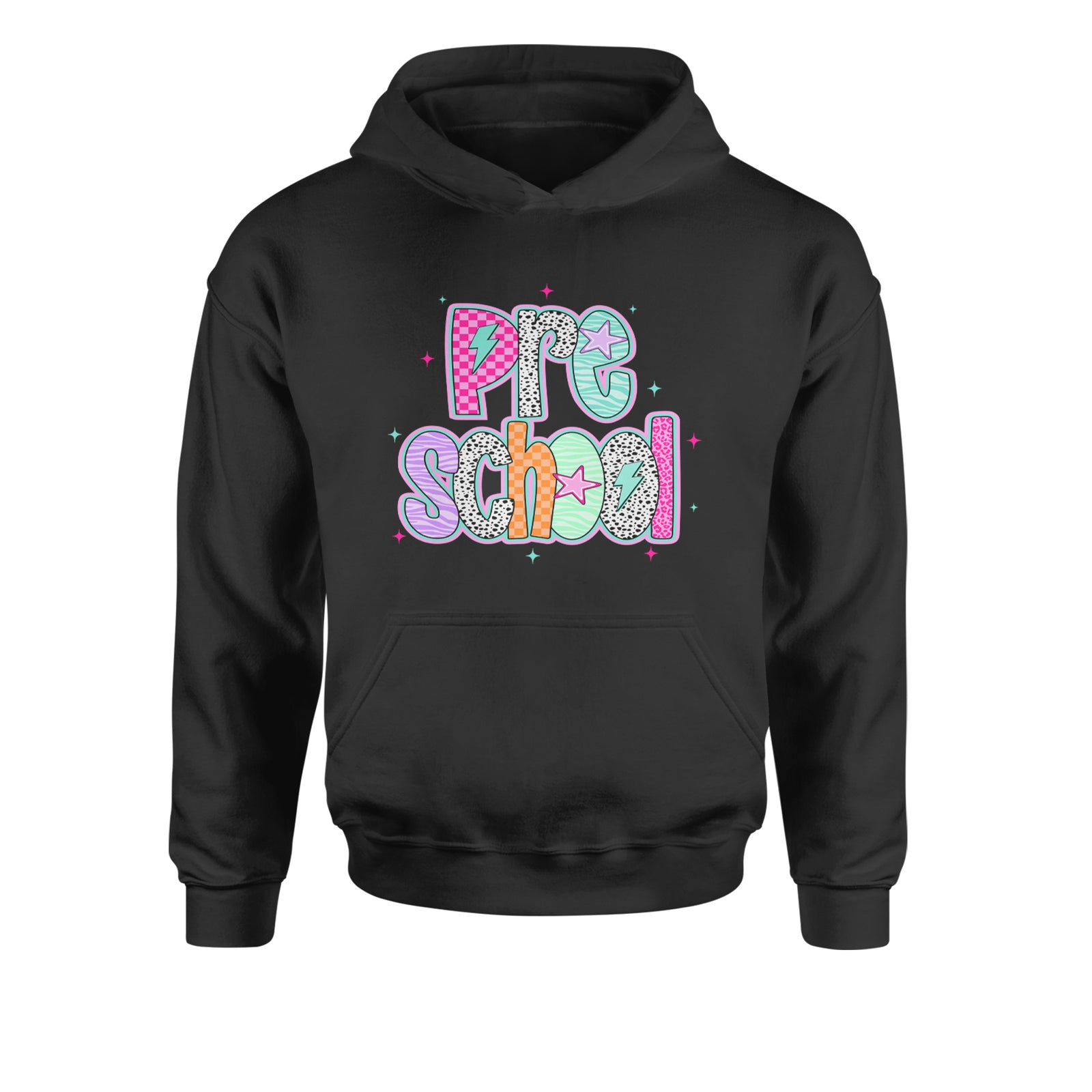 Preschool Power Colorful Back to School Youth-Sized Hoodie Black