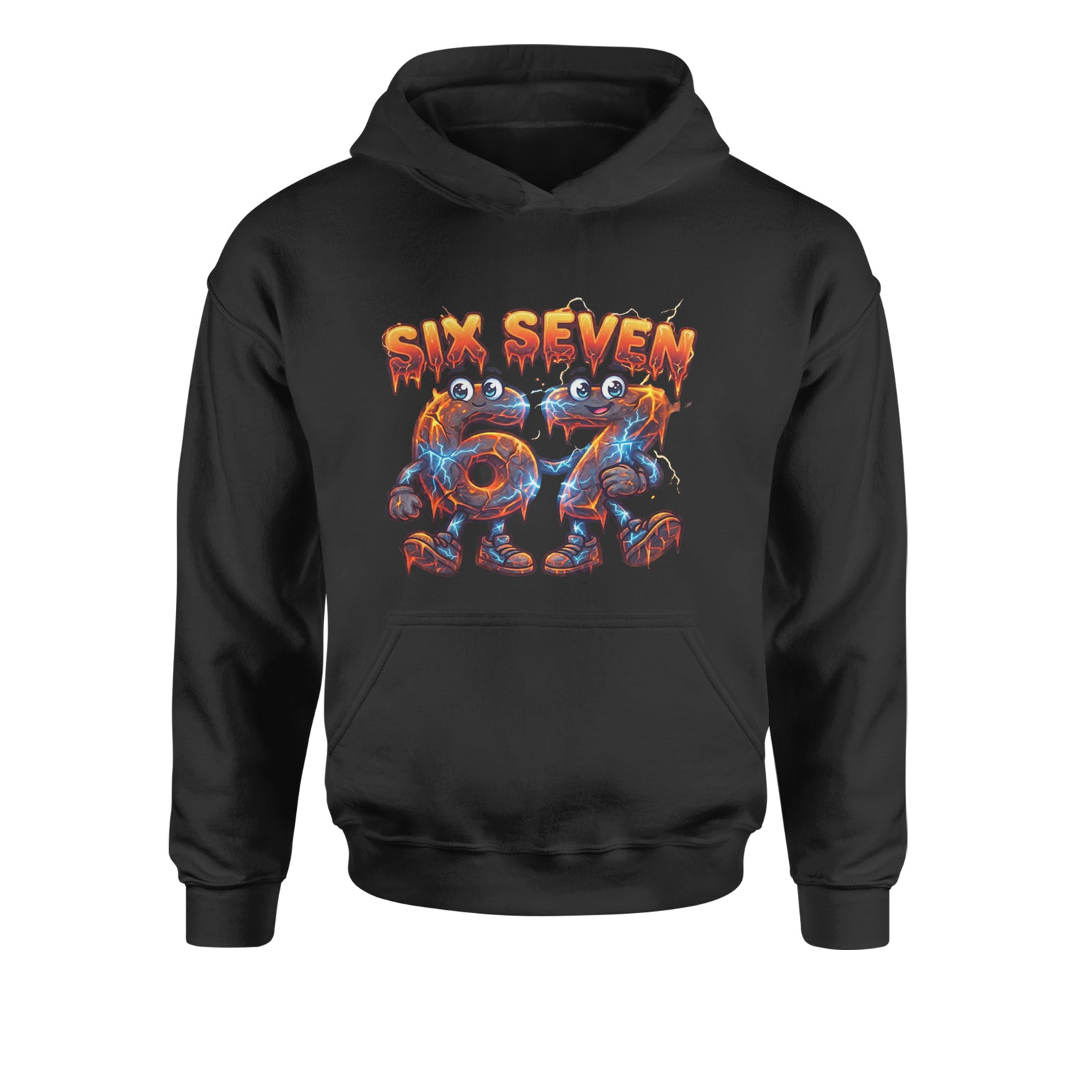 67 Lava Lightning Six Seven Meme Youth-Sized Hoodie Black