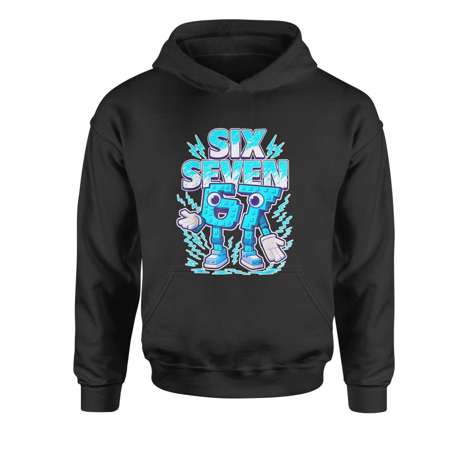 67 Brainrot Meme Slang Youth-Sized Hoodie Black