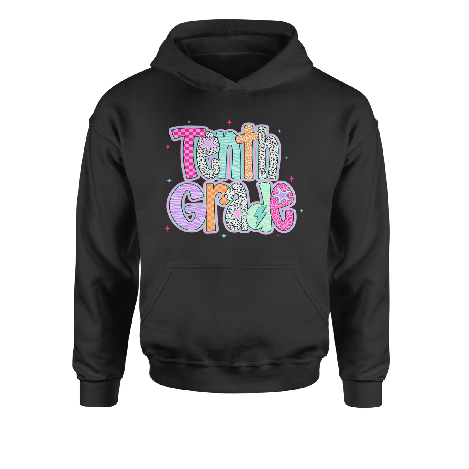 Tenth Grade Trendsetter Colorful Back to School Youth-Sized Hoodie Black