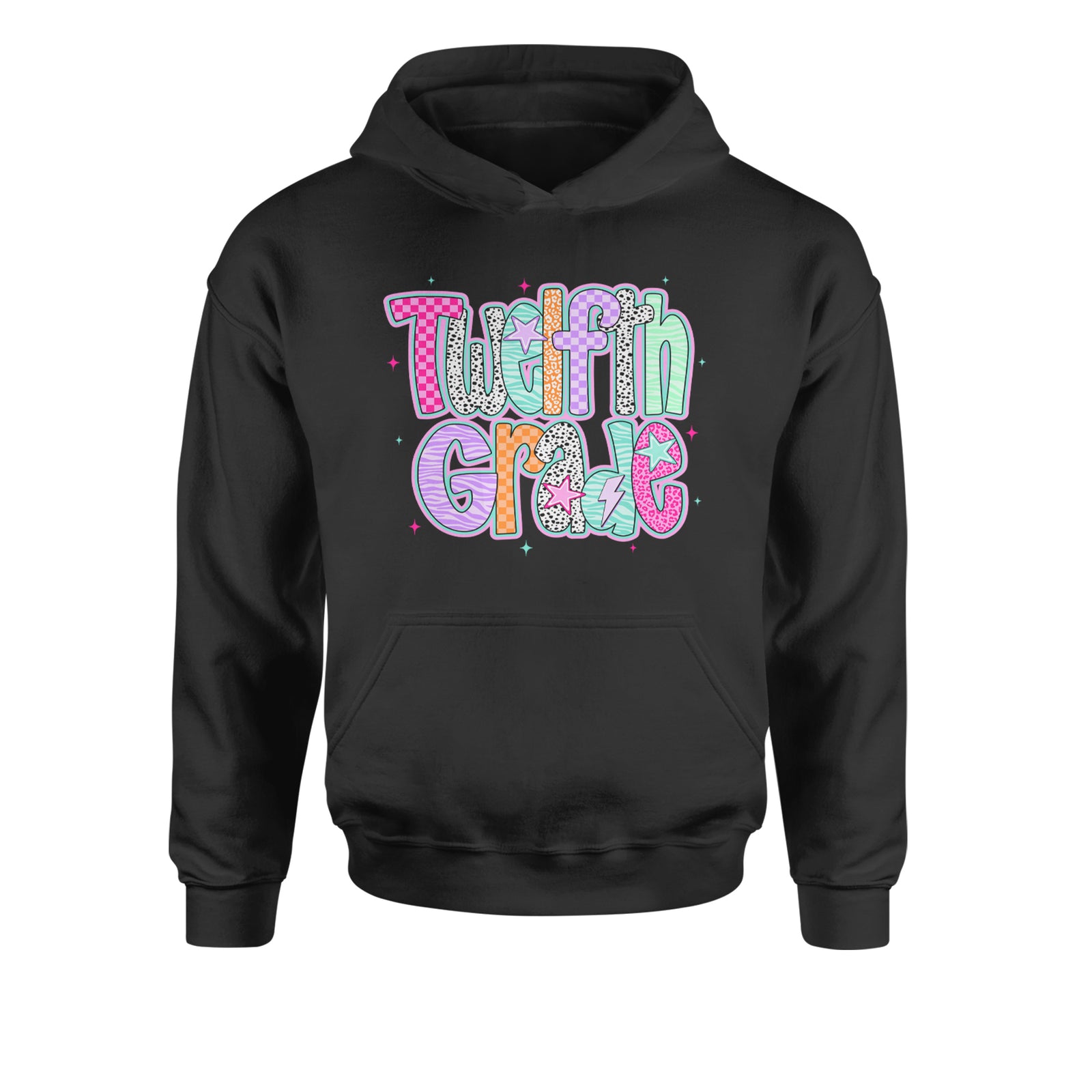 Senior Year Colorful Back to School Youth-Sized Hoodie Black