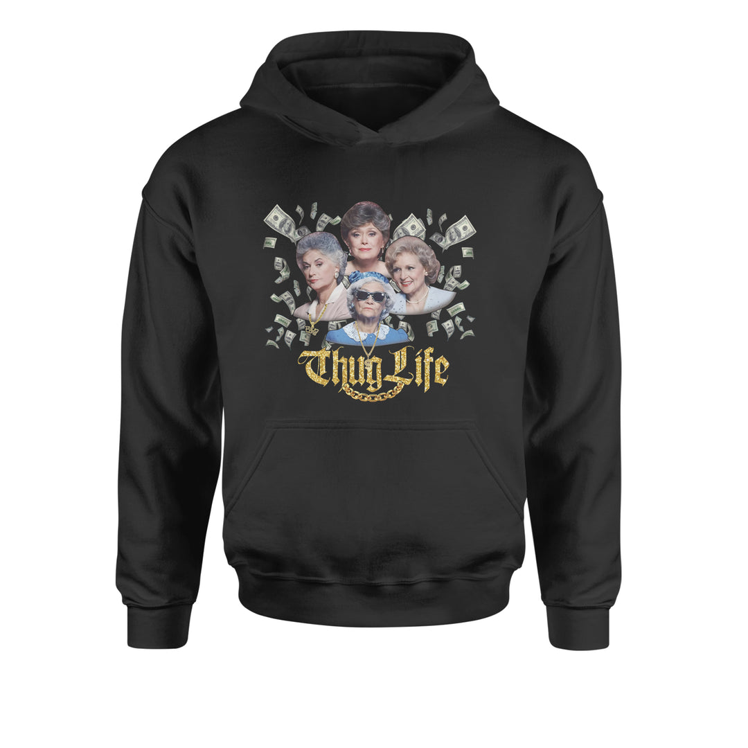 Golden Chain Thug Life Girls Youth-Sized Hoodie Black