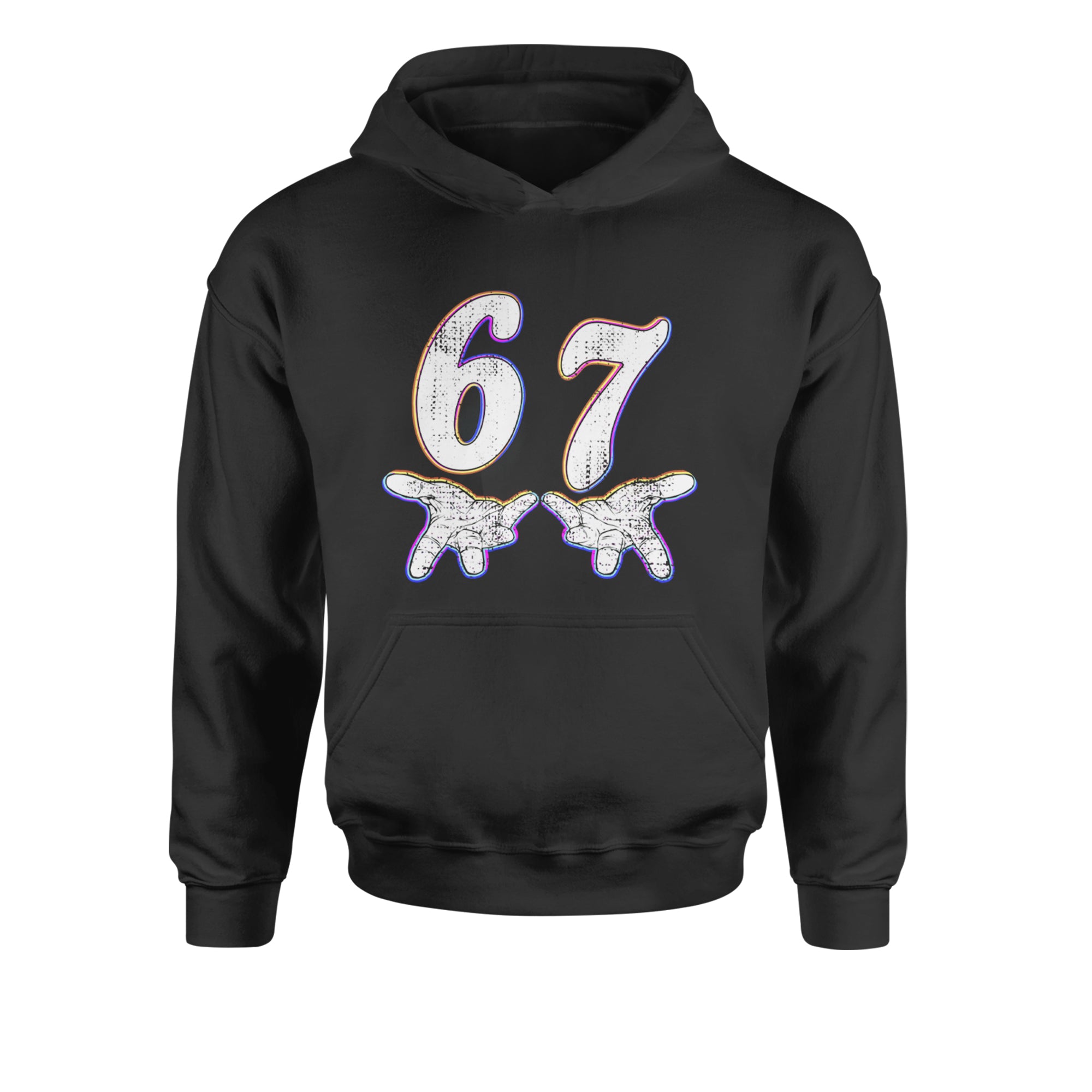 67 Hands Meme Viral Drill Youth-Sized Hoodie Black