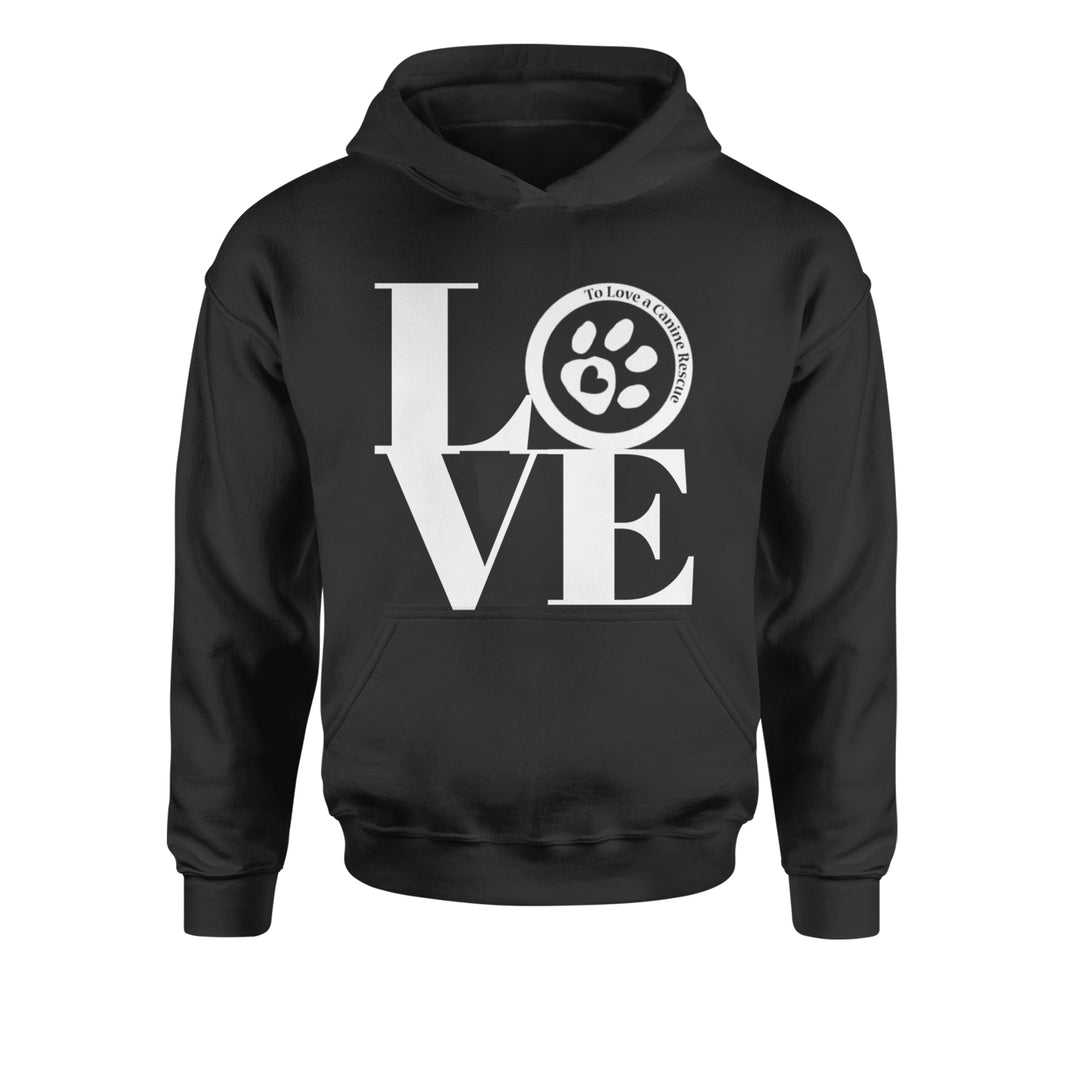 TLC LOVE Dog Rescue Youth-Sized Hoodie Black