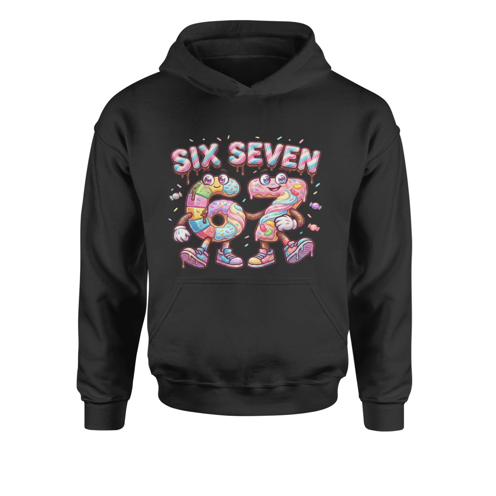 67 Candy Swirl Meme Youth-Sized Hoodie Black
