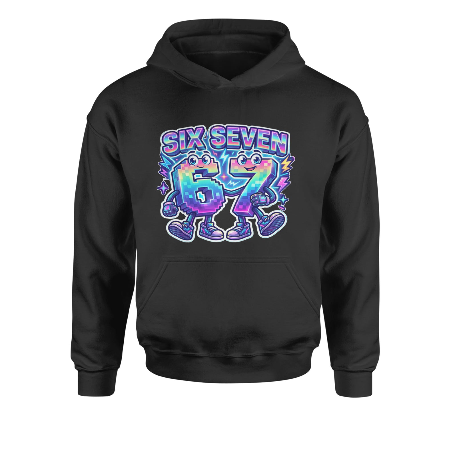 Six Seven 67 Retro Pixel Buddies Youth-Sized Hoodie Black