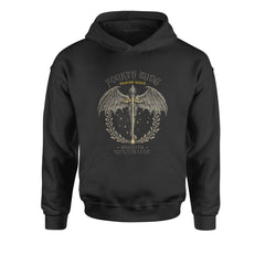 Fourth Wing Dragon Rider Vintage Basgiath War College Youth-Sized Hoodie Black