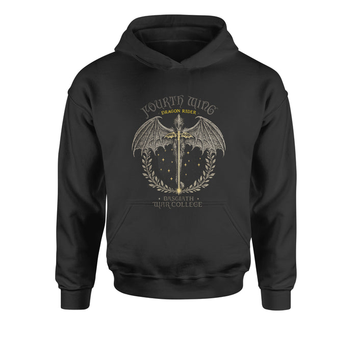 Fourth Wing Dragon Rider Vintage Basgiath War College Youth-Sized Hoodie