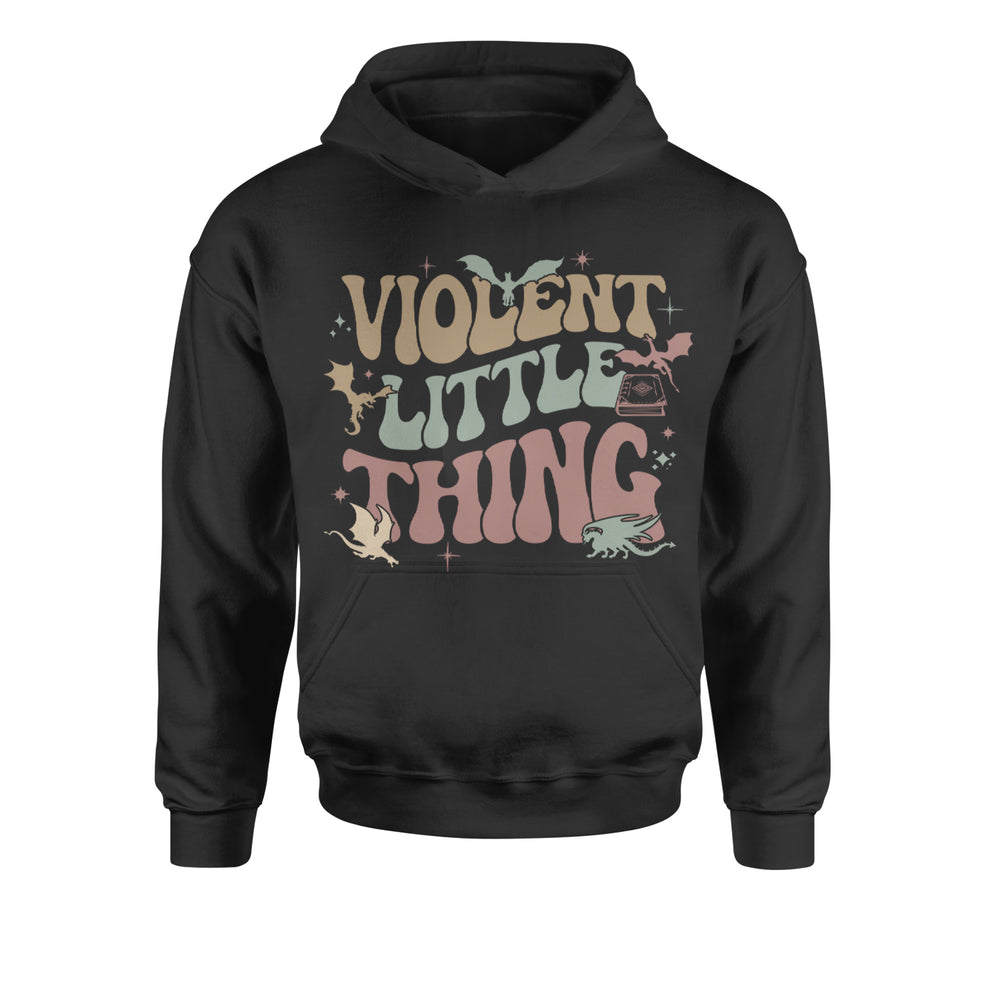 Violent Little Thing Dragon graphic on Kids' Heavyweight Fleece Pullover Hoodie in Black