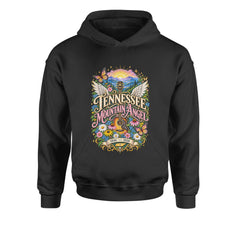 Tennessee Mountain Angel Wings Dolly Youth-Sized Hoodie Black