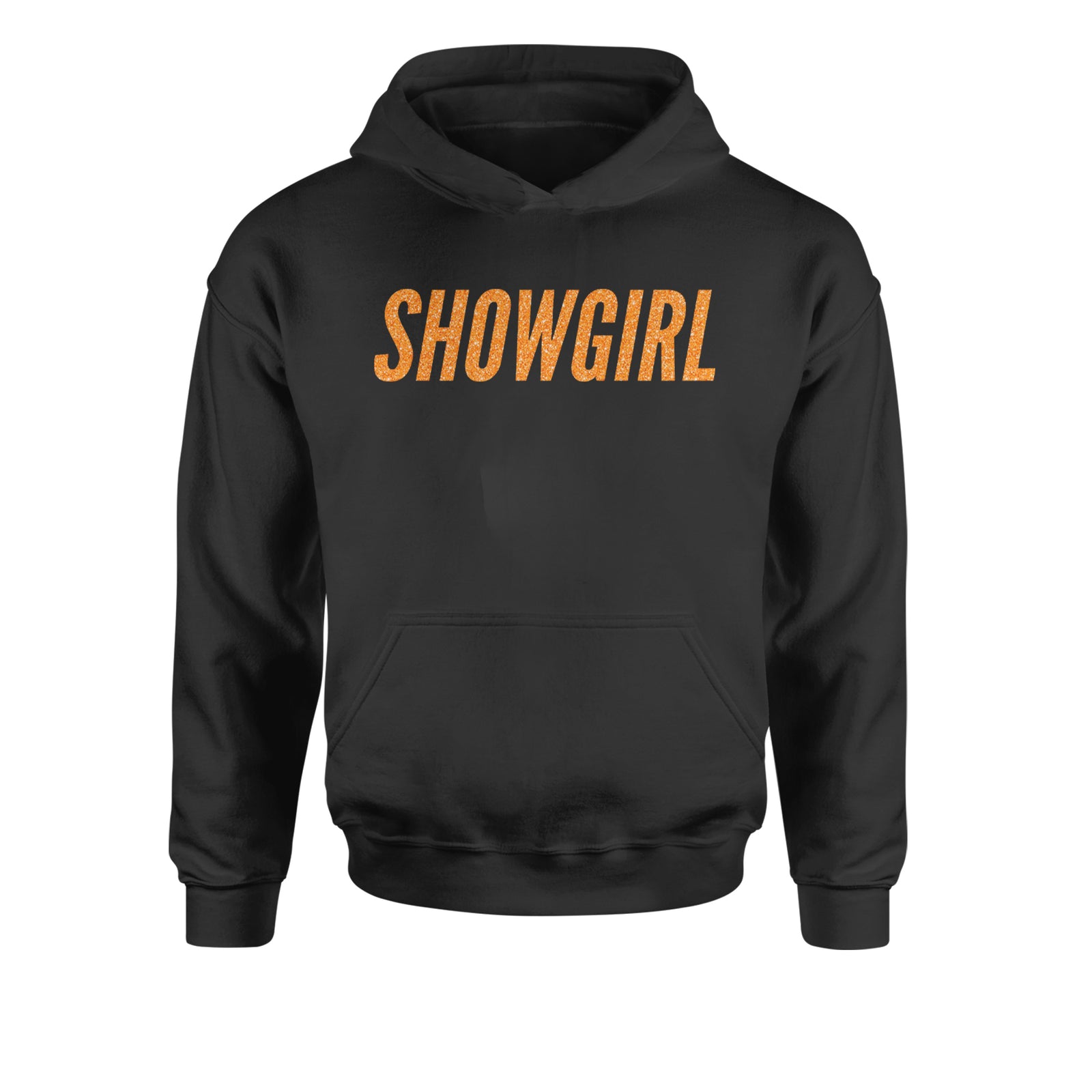 Showgirl Orange Glitter Youth-Sized Hoodie Black