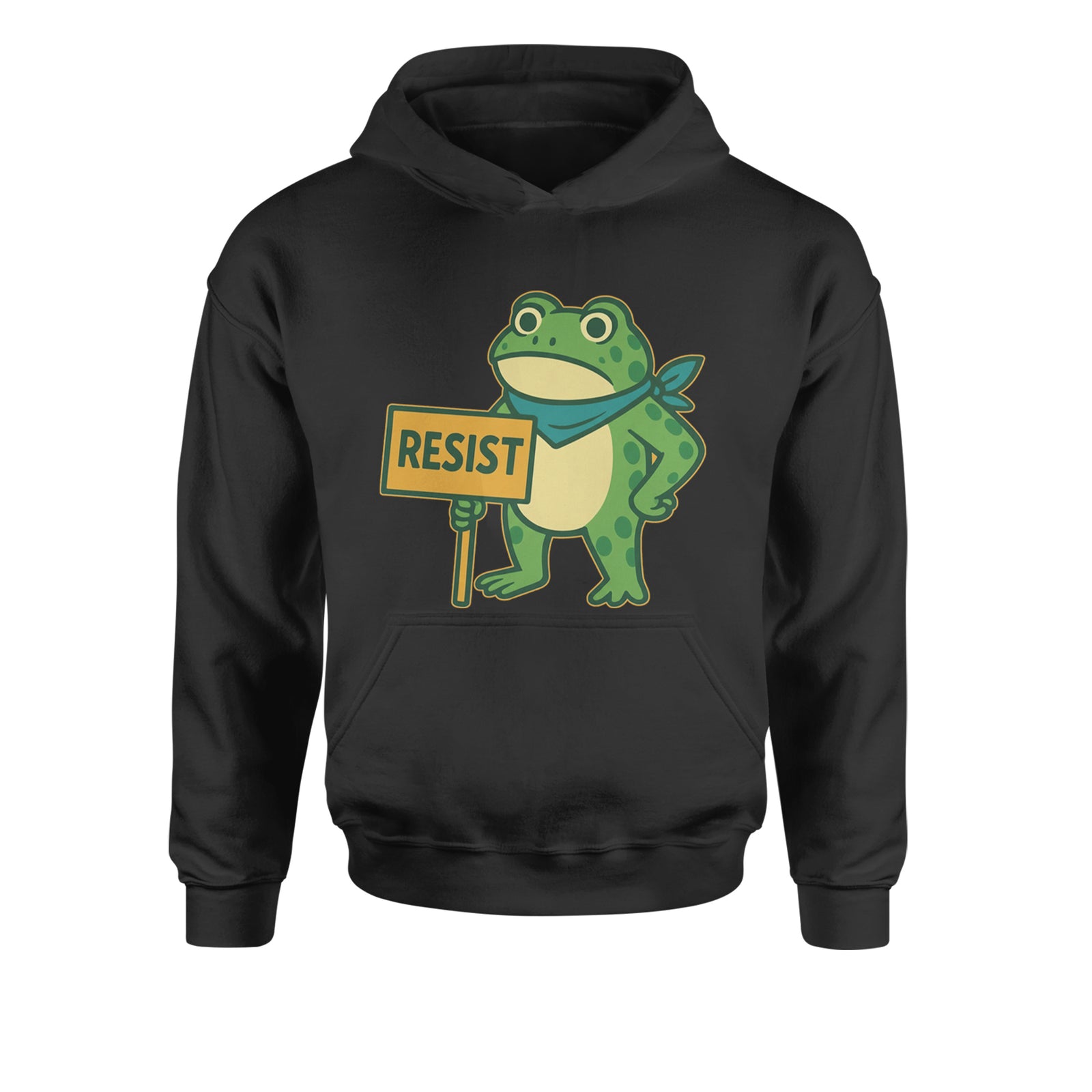 Sign Resist Meme Frog Protest Youth-Sized Hoodie Black