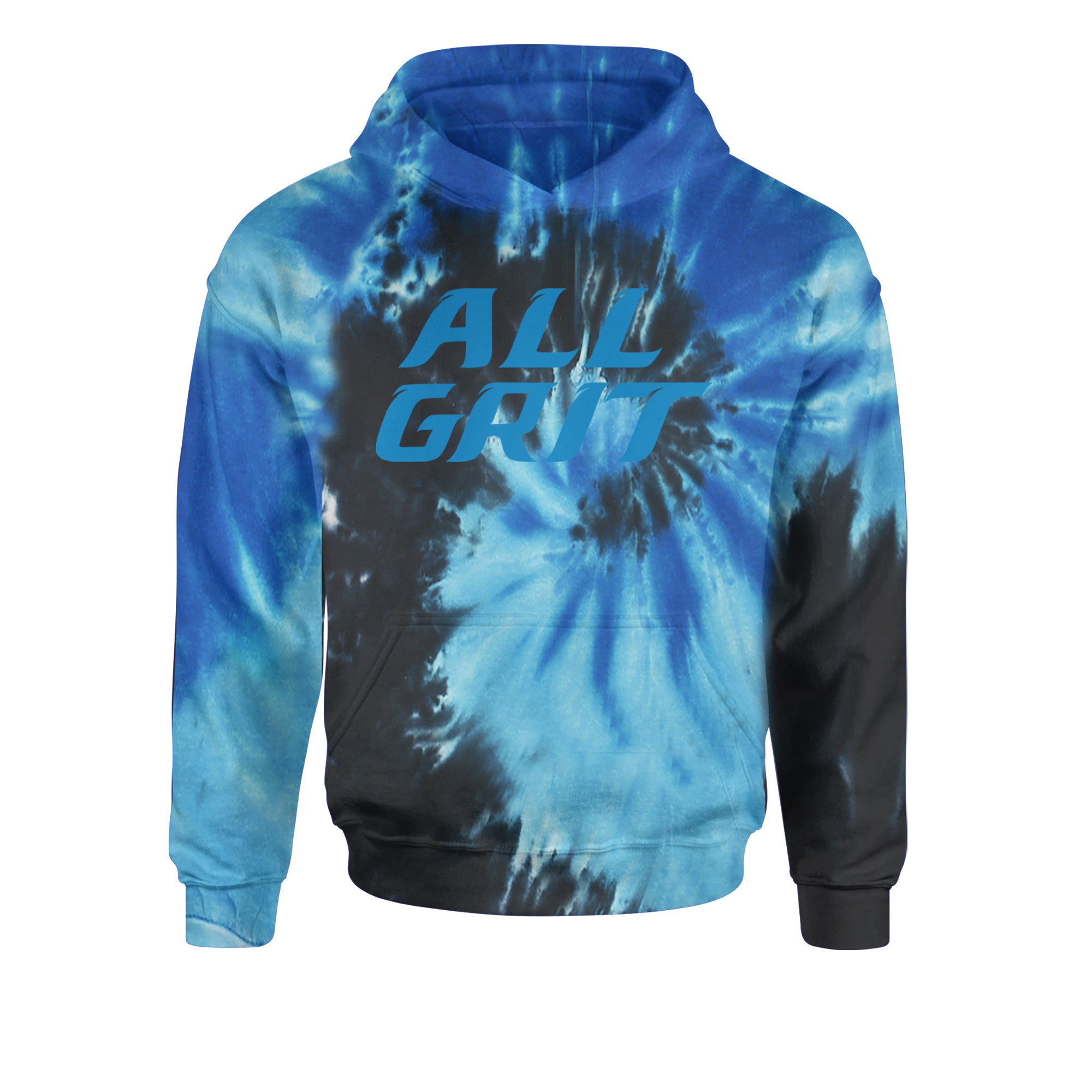 All Grit Detroit Football Youth-Sized Hoodie Tie-Dye Blue Ocean