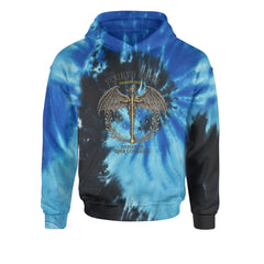 Fourth Wing Dragon Rider Vintage Basgiath War College Youth-Sized Hoodie Tie-Dye Blue Ocean