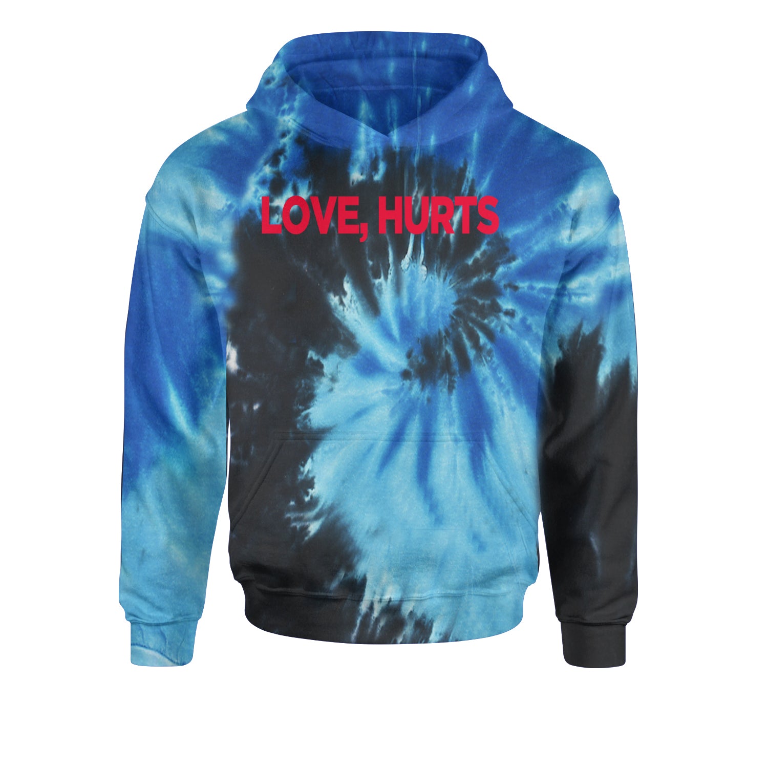 Love Hurts Youth-Sized Hoodie Tie-Dye Blue Ocean