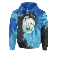 Mrs. Herpburn Iconic Watercolors Youth-Sized Hoodie Tie-Dye Blue Ocean