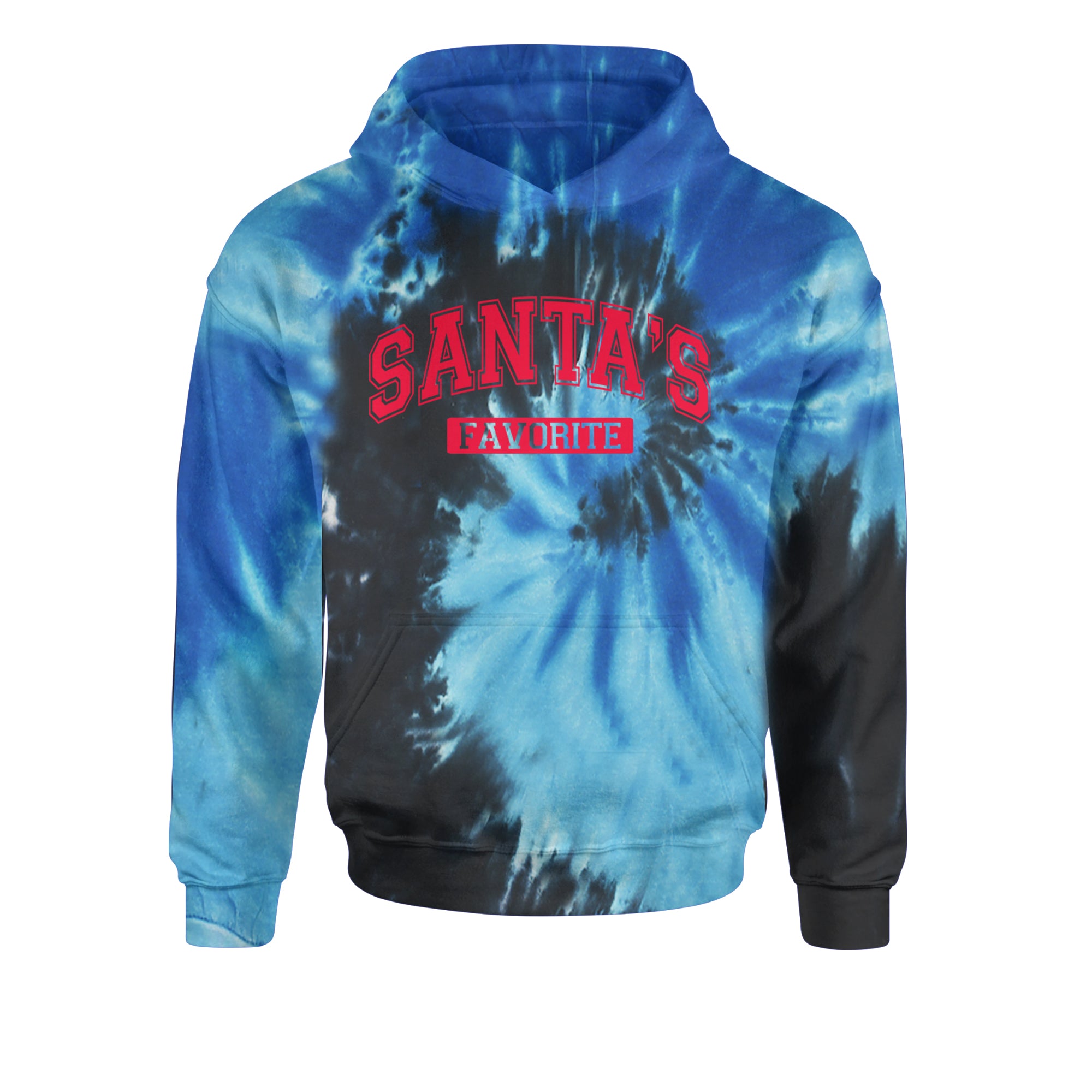 Santa's Favorite Youth-Sized Hoodie Tie-Dye Blue Ocean