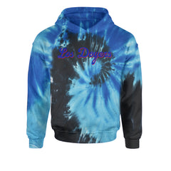 Los Doyers LA Baseball Youth-Sized Hoodie Tie-Dye Blue Ocean