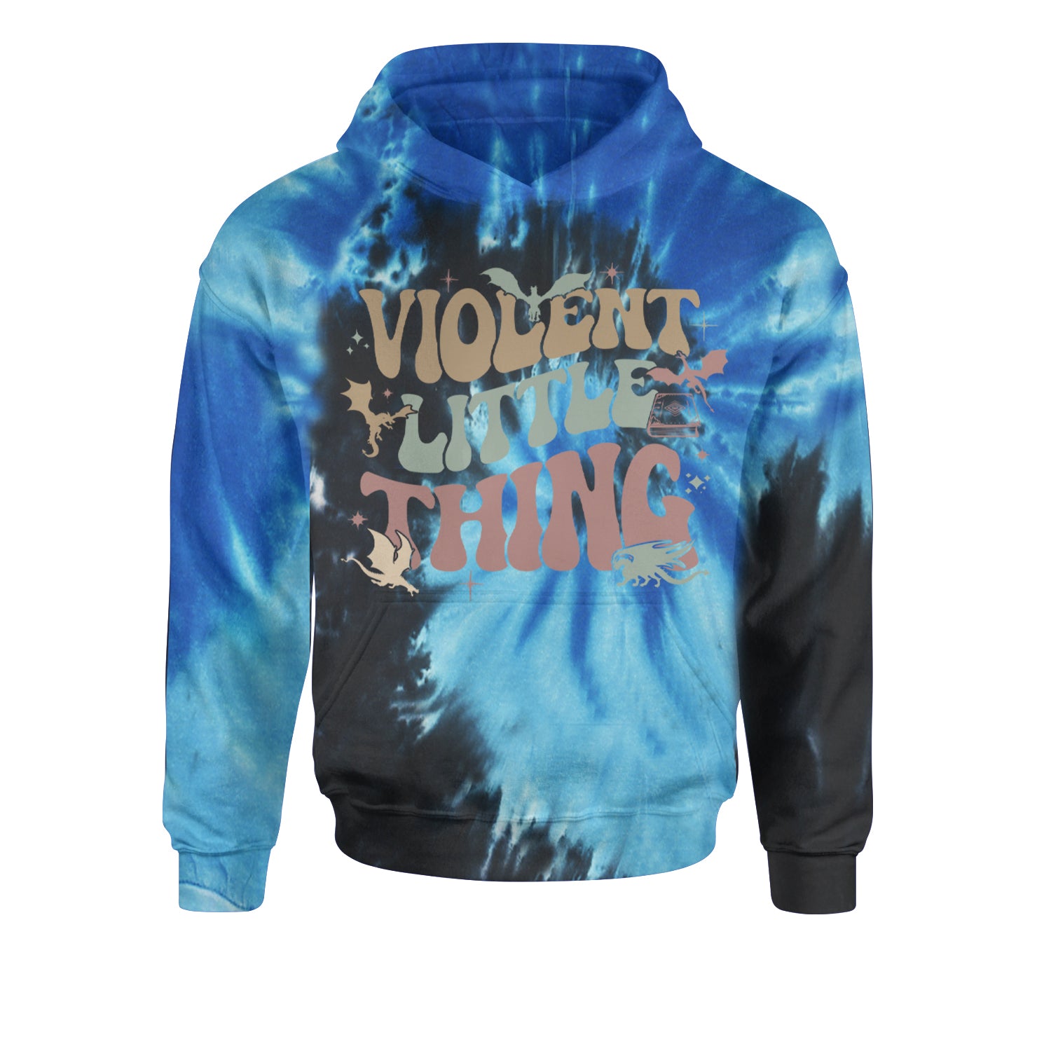 Violent Little Thing Dragon Youth-Sized Hoodie Tie-Dye Blue Ocean