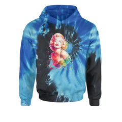 Mrs. Monroe Watercolors Bombshell Youth-Sized Hoodie Tie-Dye Blue Ocean