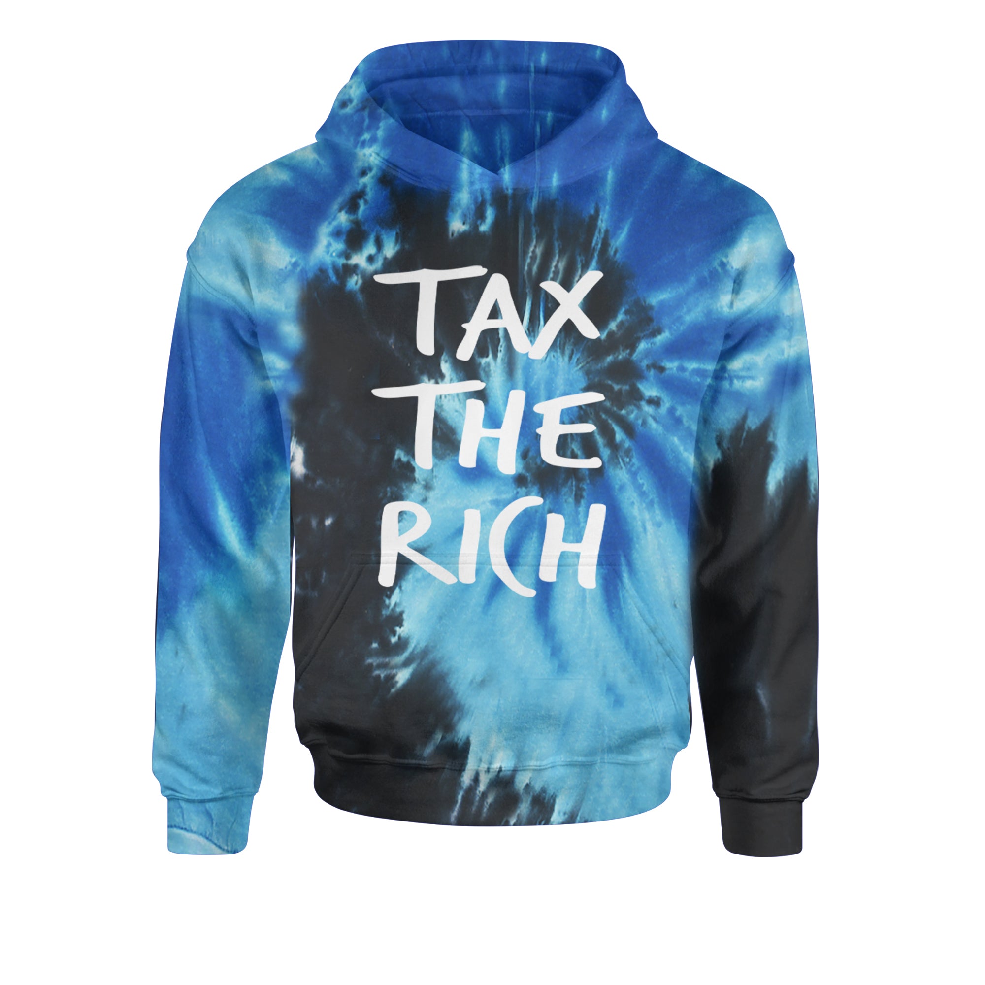 Tax the Rich Protest Wealth Inequality Youth-Sized Hoodie Tie-Dye Blue Ocean