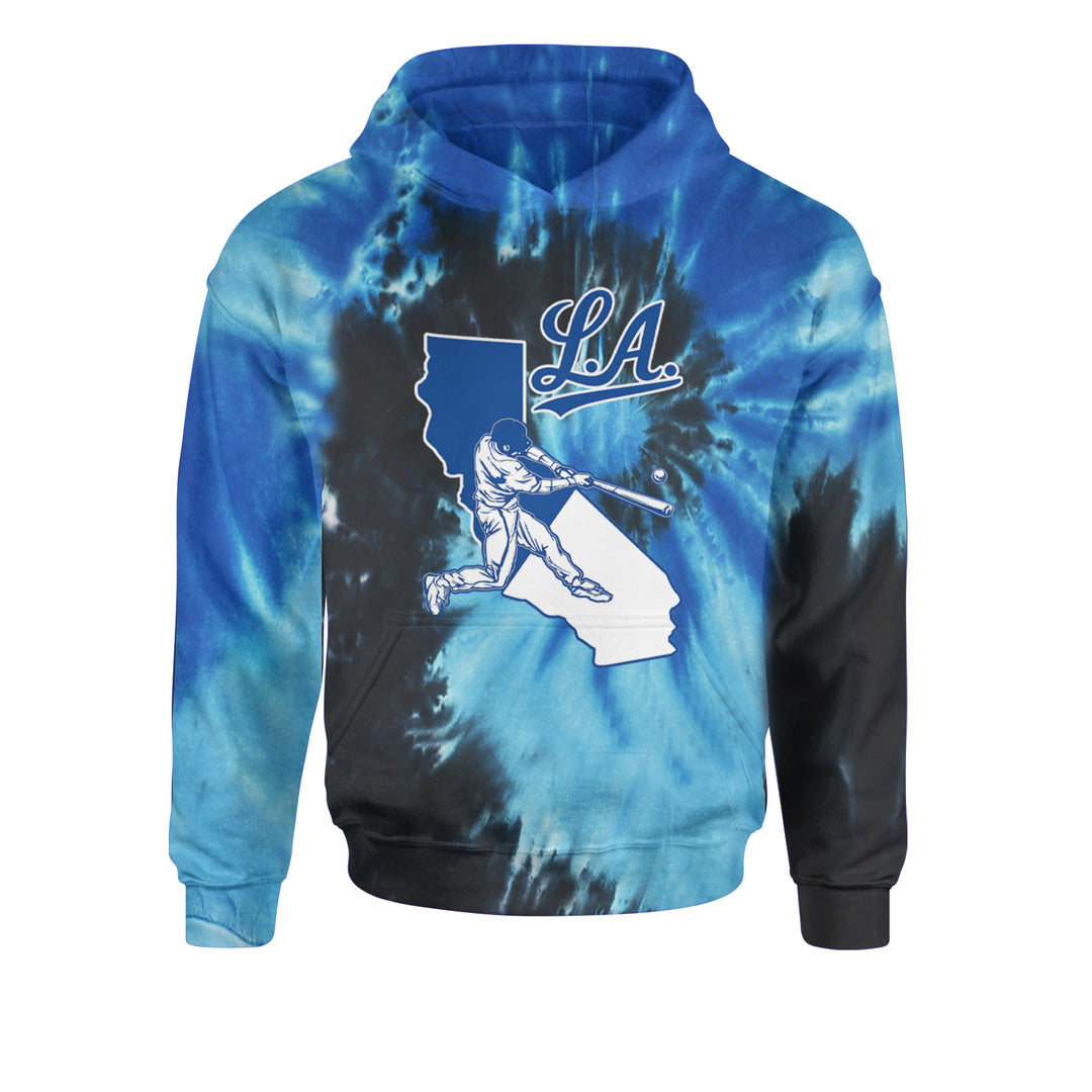 Los Angeles Baseball Batter Up Youth-Sized Hoodie Tie-Dye Blue Ocean