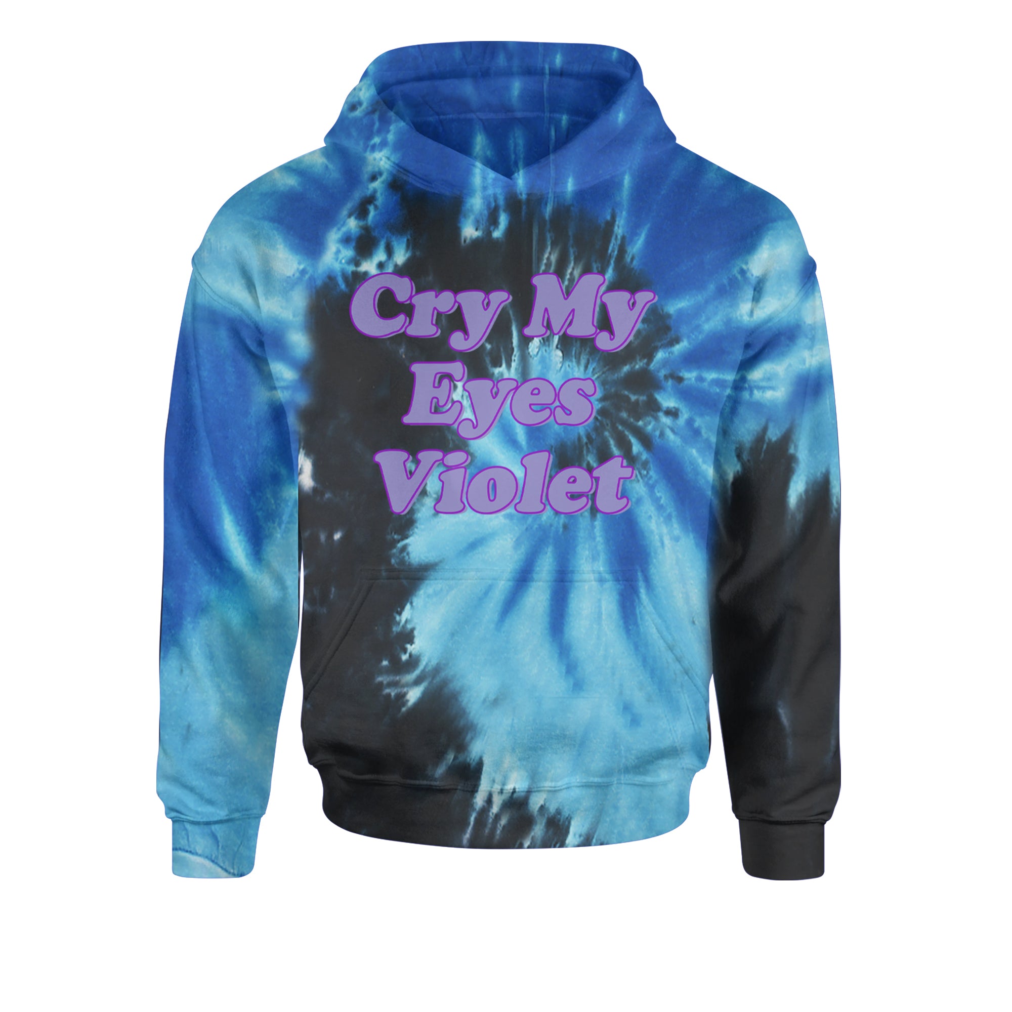 Cry My Eyes Violet Drama Queen Youth-Sized Hoodie Tie-Dye Blue Ocean