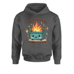 This Little Light of Mine Dumpster Fire Smile FaceYouth-Sized Hoodie Charcoal Grey