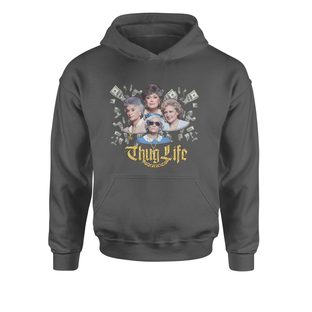 Golden Chain Thug Life Girls Youth-Sized Hoodie Charcoal Grey
