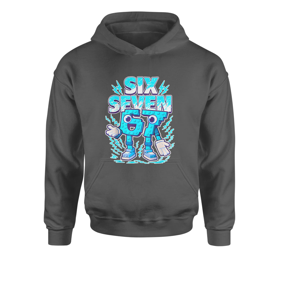 67 Brainrot Meme Slang Youth-Sized Hoodie Charcoal Grey