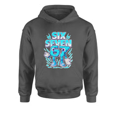 67 Brainrot Meme Slang Youth-Sized Hoodie Charcoal Grey
