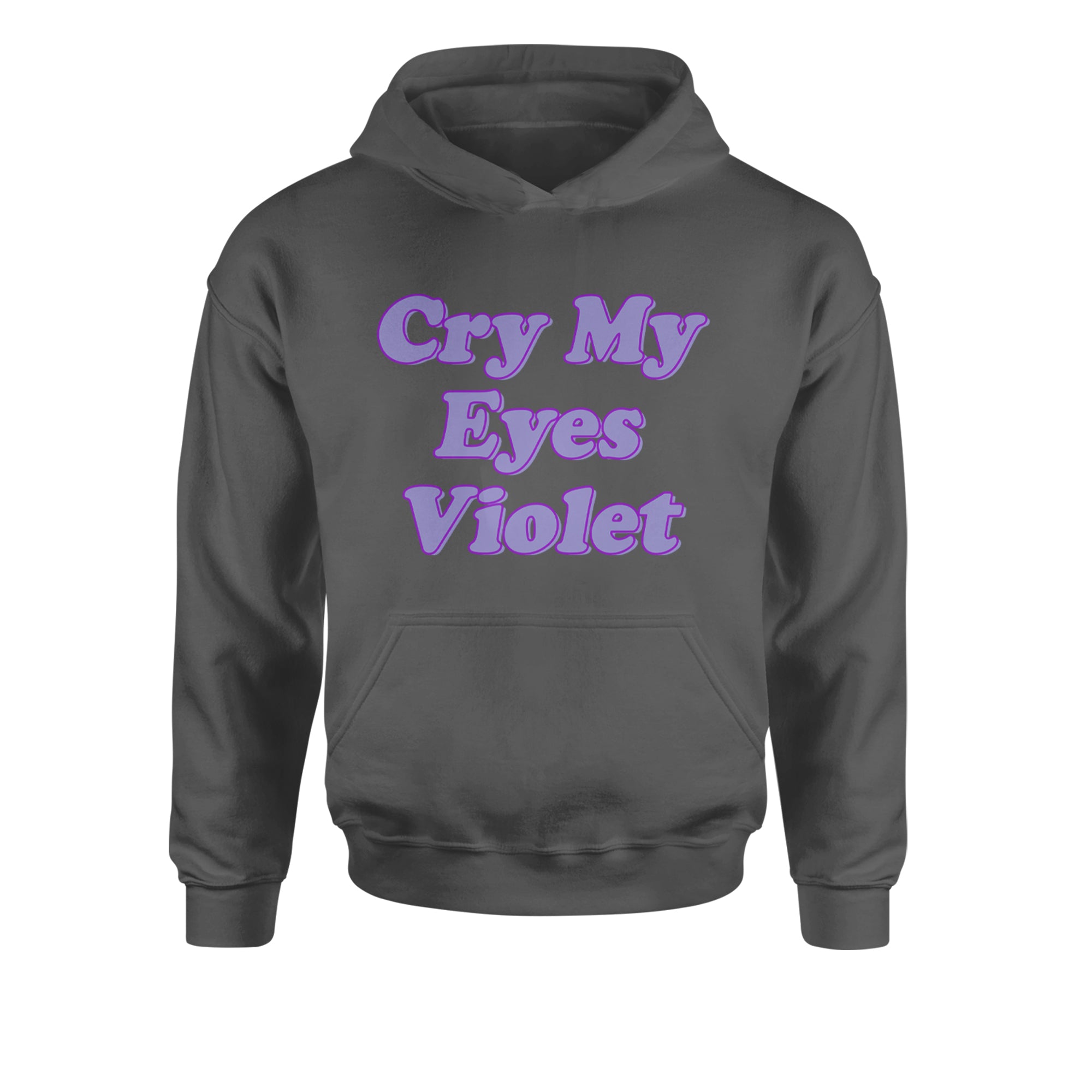 Cry My Eyes Violet Drama Queen Youth-Sized Hoodie Charcoal Grey