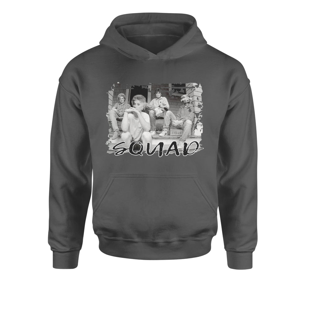 Squad Golden Girls graphic on Kids' Heavyweight Fleece Pullover Hoodie in Charcoal Grey