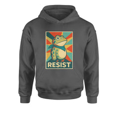 Resist Portland Protest Frog Youth-Sized Hoodie Charcoal Grey