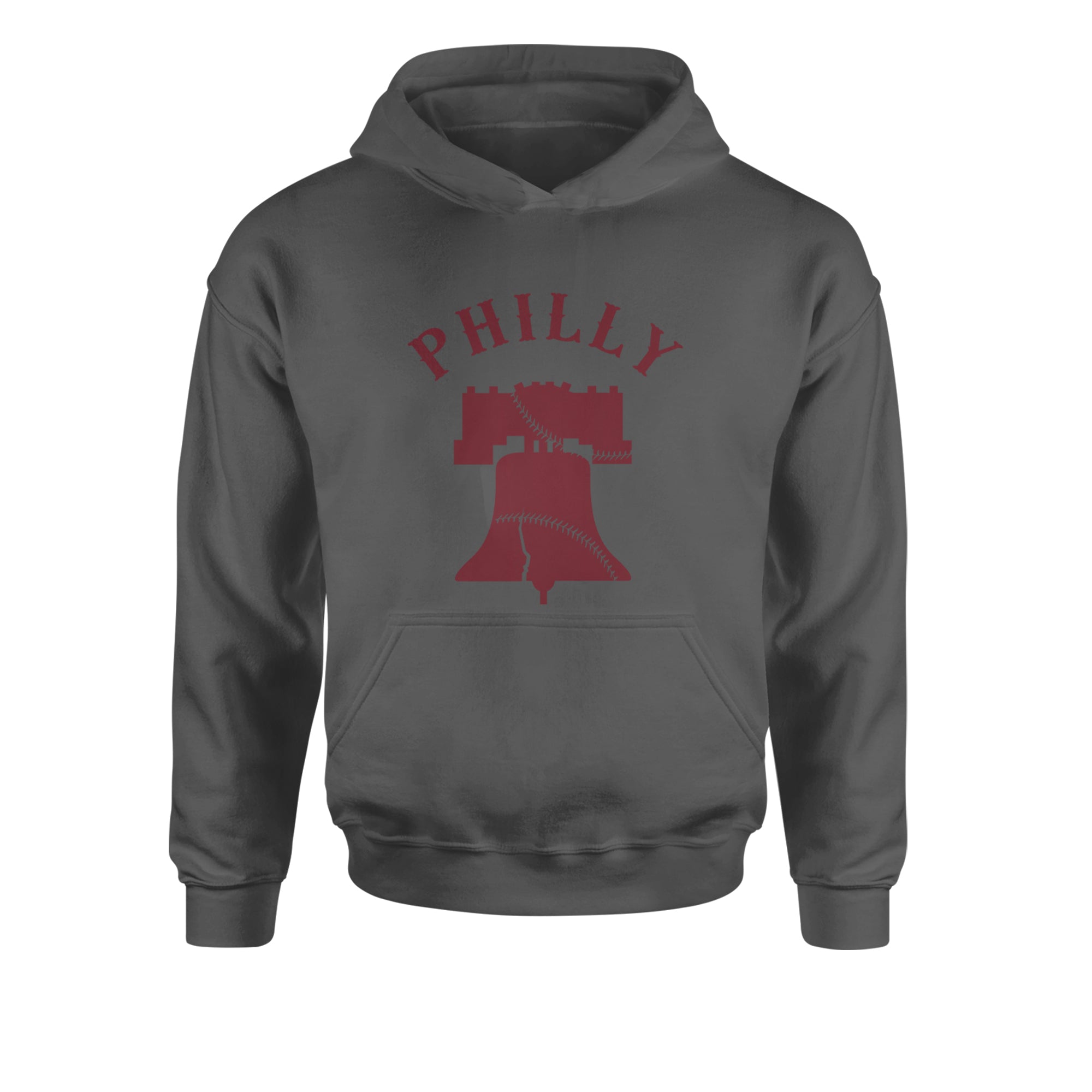Philly Cracked Liberty Bell Youth-Sized Hoodie Charcoal Grey
