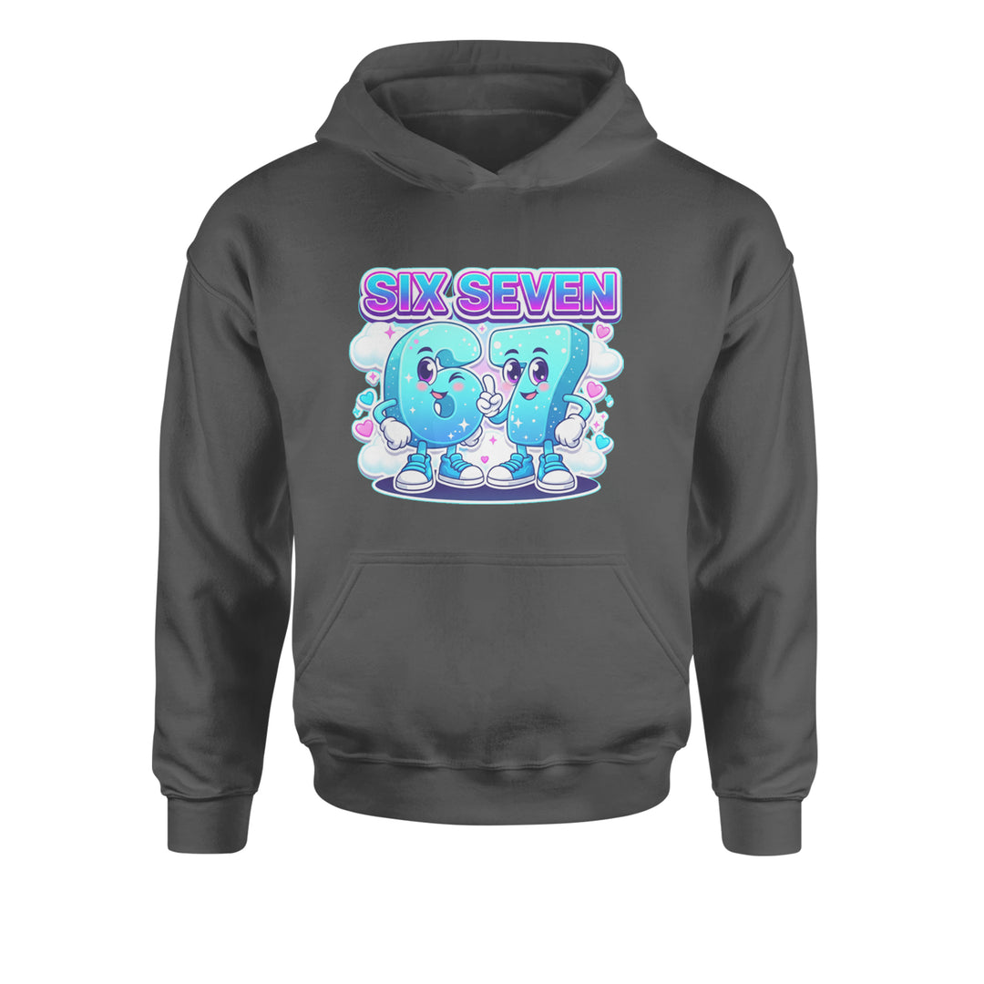 67 Six Seven Meme Kawaii Cloud Youth-Sized Hoodie Charcoal Grey