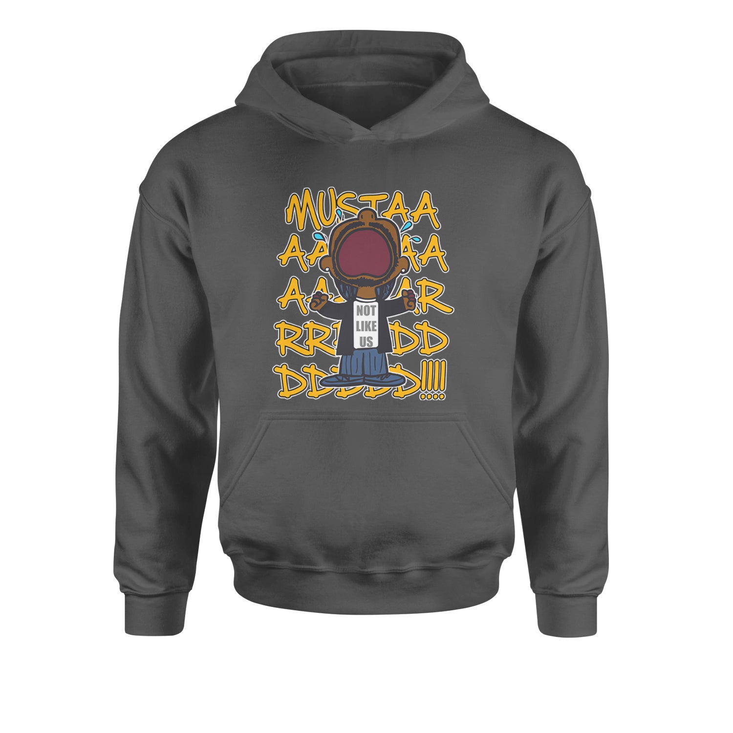 MUSTARD! Not Like Us Tv Off Youth-Sized Hoodie Charcoal Grey