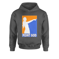 Point God Cunningham Basketball Pointing Meme  Youth-Sized Hoodie Charcoal Grey