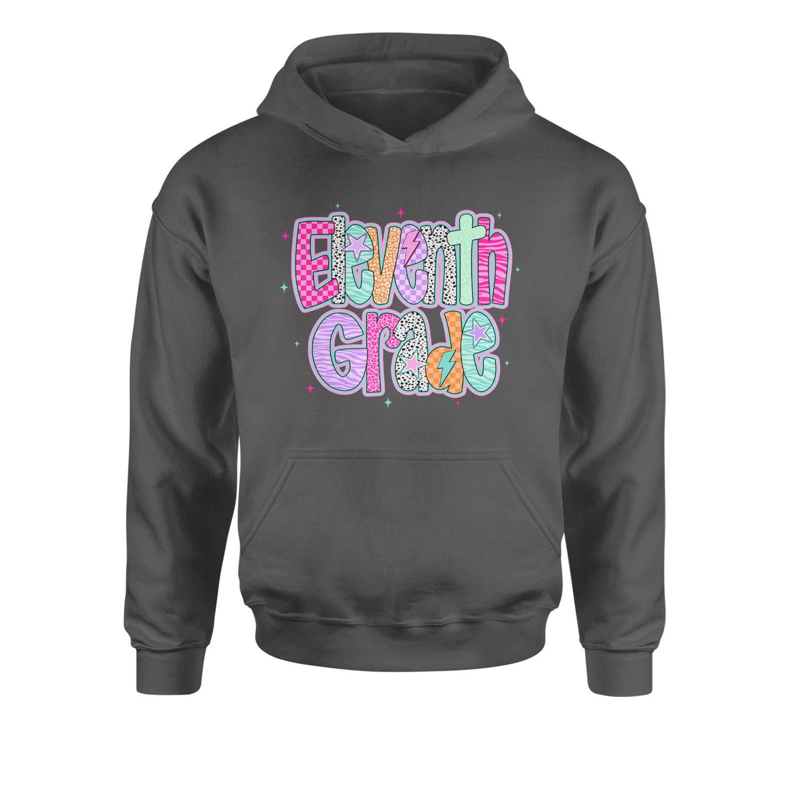 Eleventh Grade Extra Colorful Back to School Youth-Sized Hoodie Black