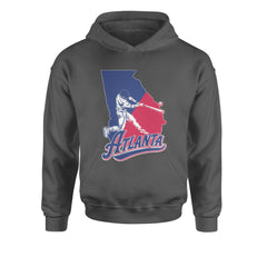Atlanta Georgia Batter Up Youth-Sized Hoodie Charcoal Grey