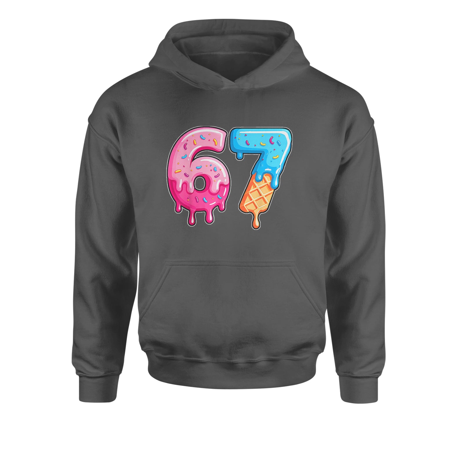 67 Dripping Ice Cream Donut Melt Youth-Sized Hoodie Black