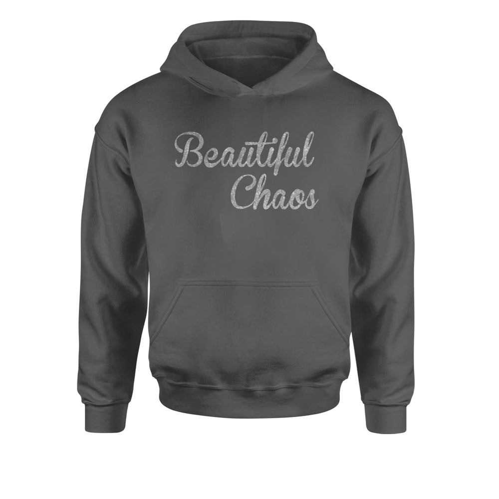 Beautiful Chaos Glitter Music Festival Youth-Sized Hoodie Charcoal Grey