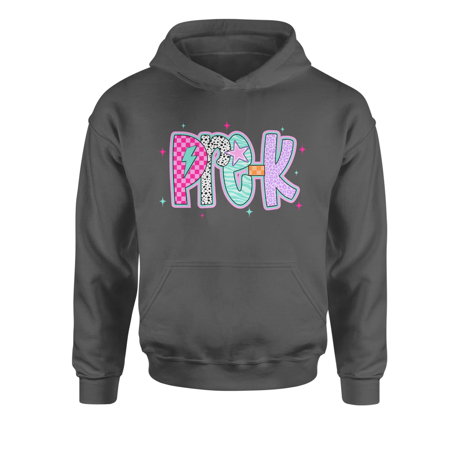 Pre-K Party Time Colorful Back to School Youth-Sized Hoodie Black