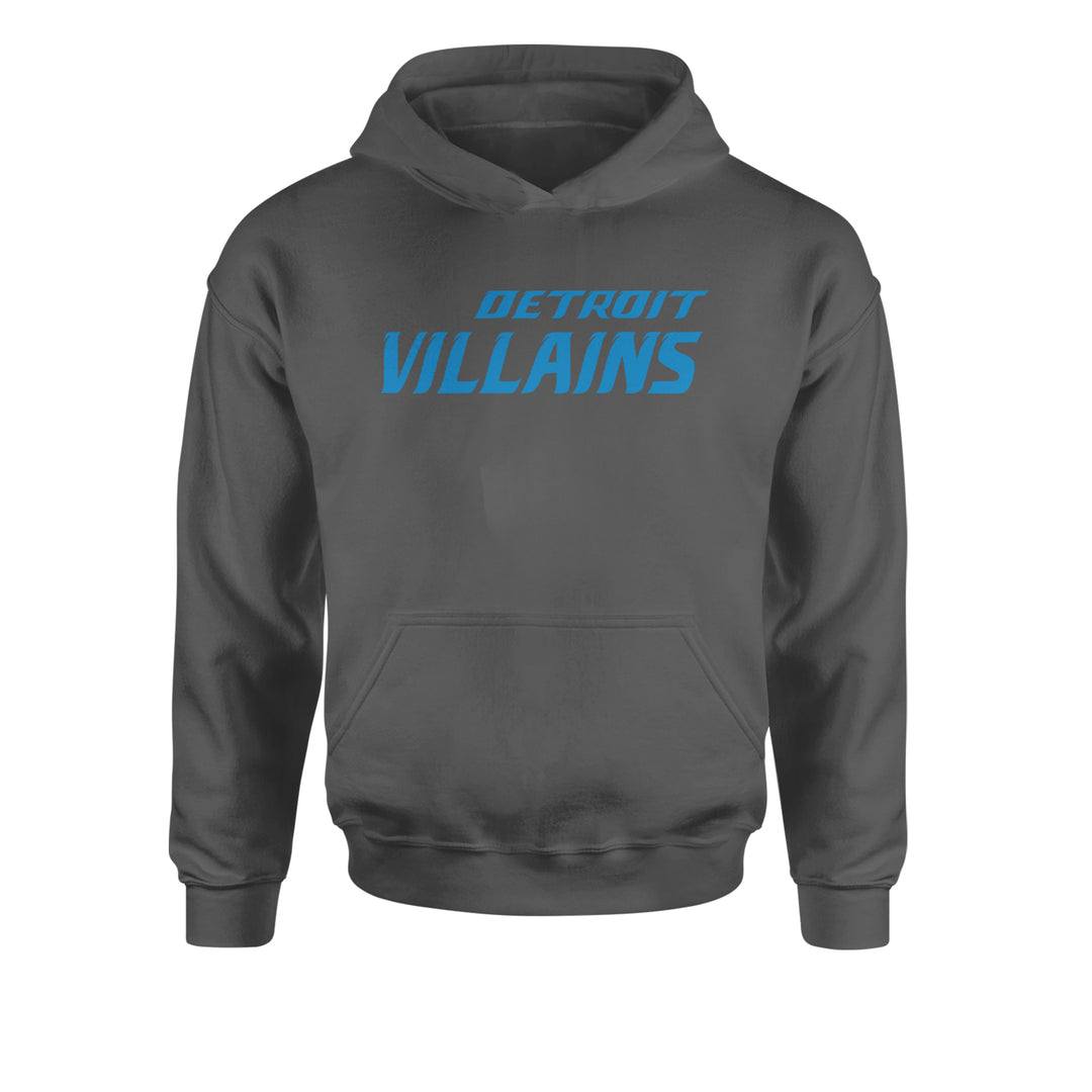 Detroit Villains Grit Football Youth-Sized Hoodie Charcoal Grey