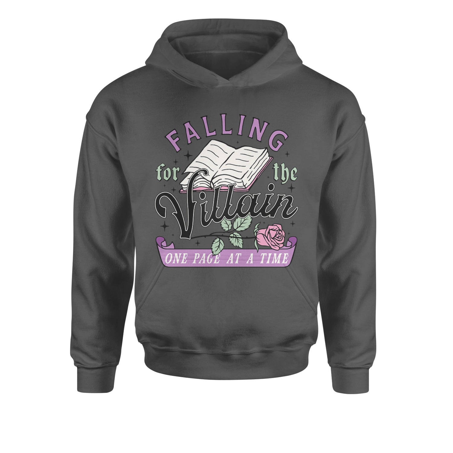 Falling For The Villain One Page At A TimeYouth-Sized Hoodie Charcoal Grey