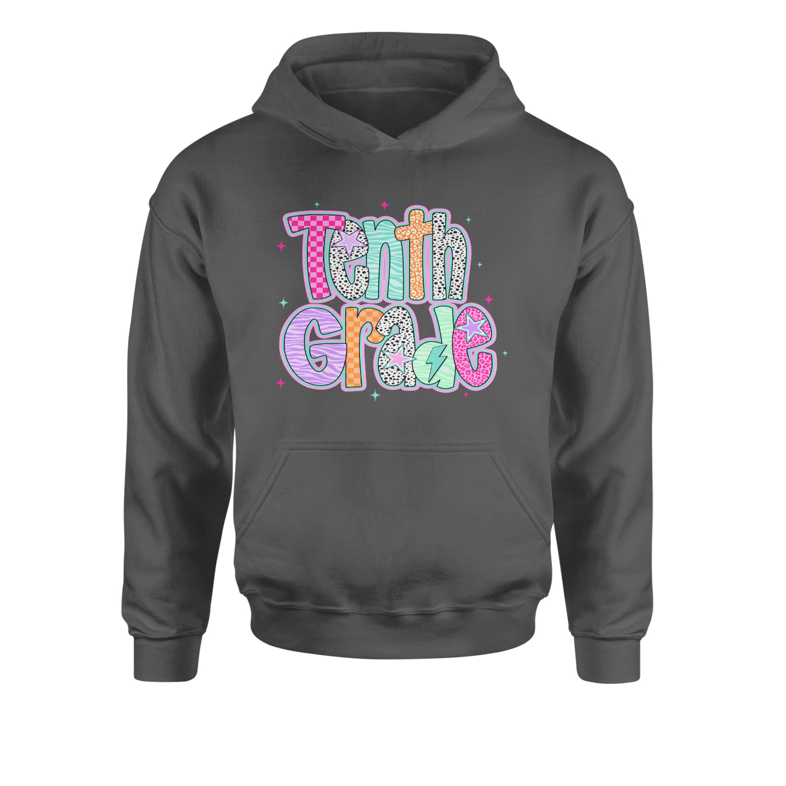 Tenth Grade Trendsetter Colorful Back to School Youth-Sized Hoodie Black