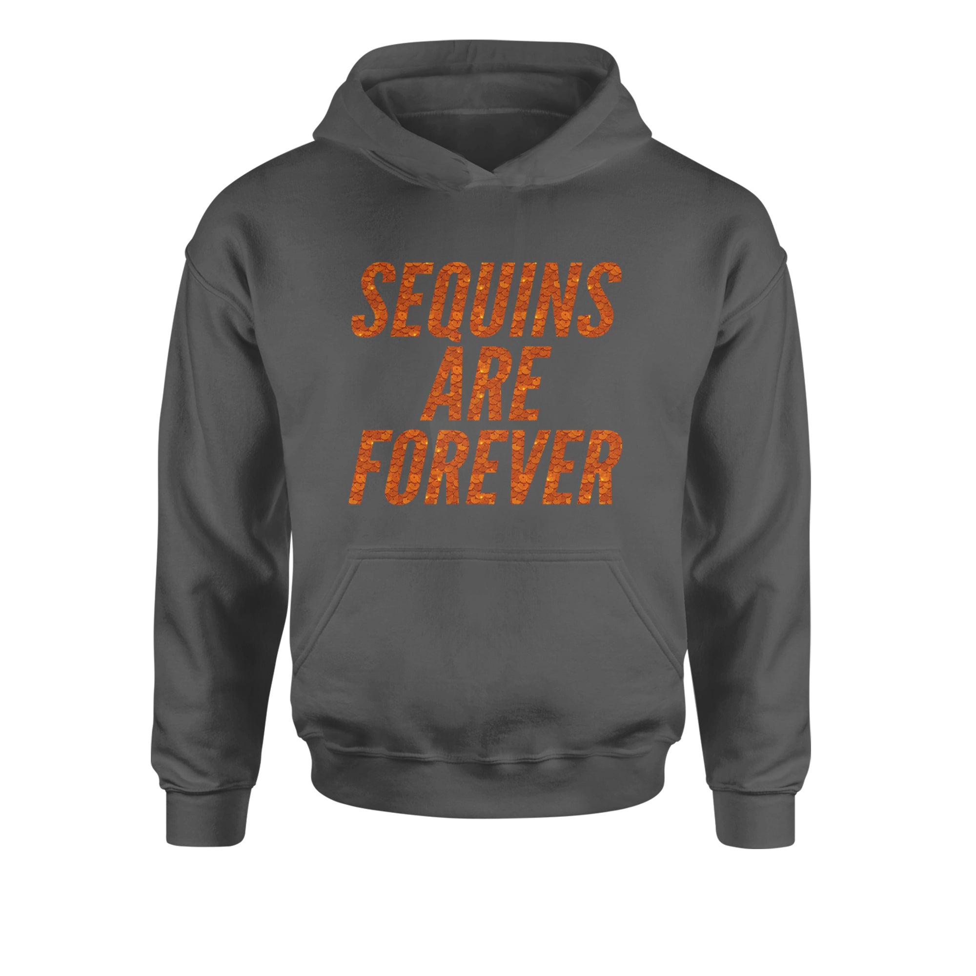 Sequins Are Forever Retro Glam Youth-Sized Hoodie Charcoal Grey